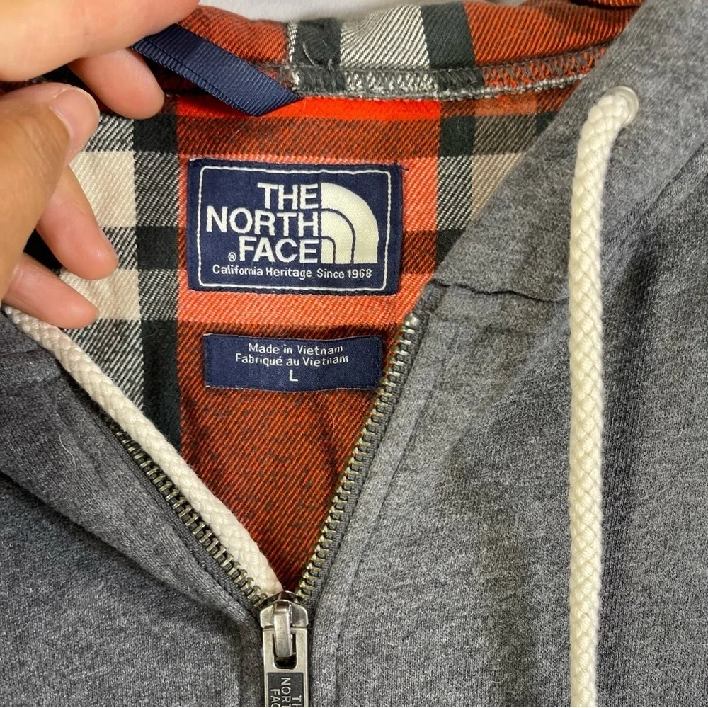 The North Face Hoodie Men Large Zipper Pockets Blend Gray